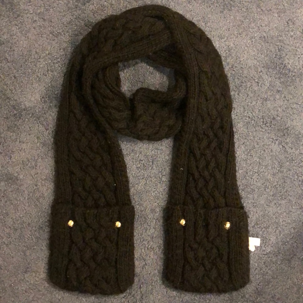 Black Michael Kors Cable Knit Pocket Scarf